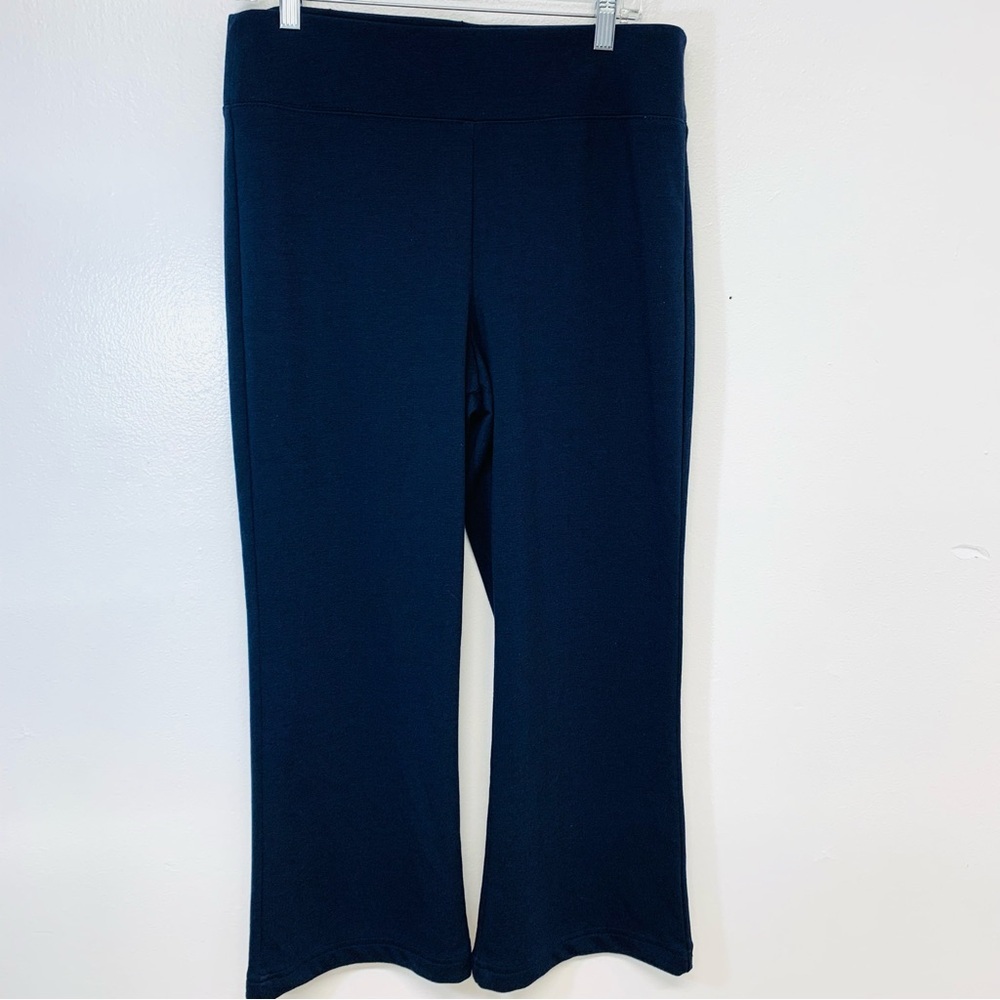 Susan Graver Illusions Pants MP ‎ Blue Pull On Waist Defining Soho Ponte Work
